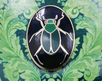 Beetle Enamel Pin - Cute Enamel Pin, Beetle, Insect Pin, Green Beetle, Hard Enamel Pin, Victorian