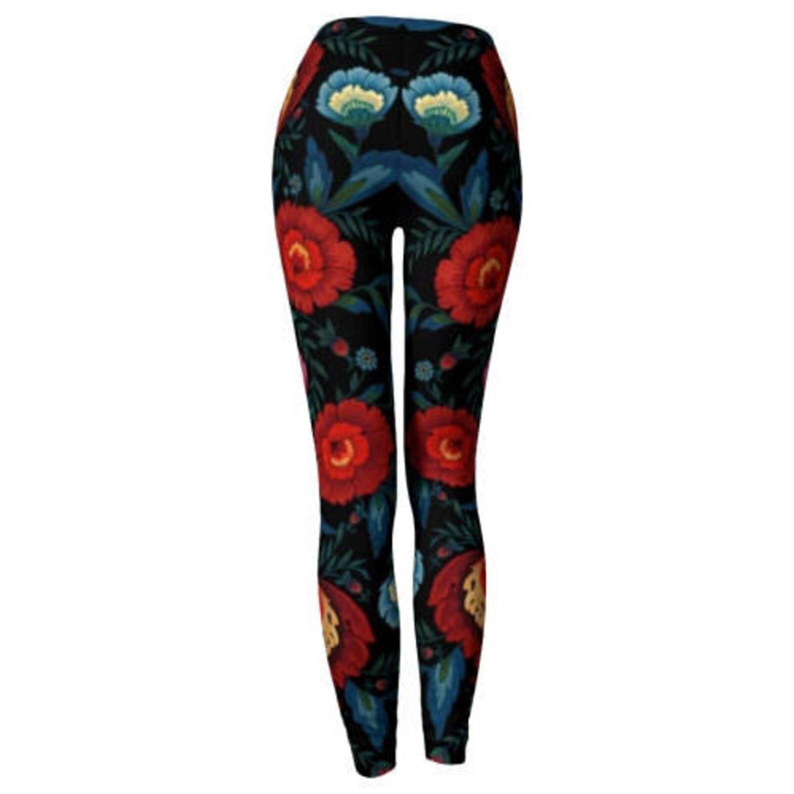 Folk Floral Print Leggings Folk Art, Yoga Leggings, Eastern European