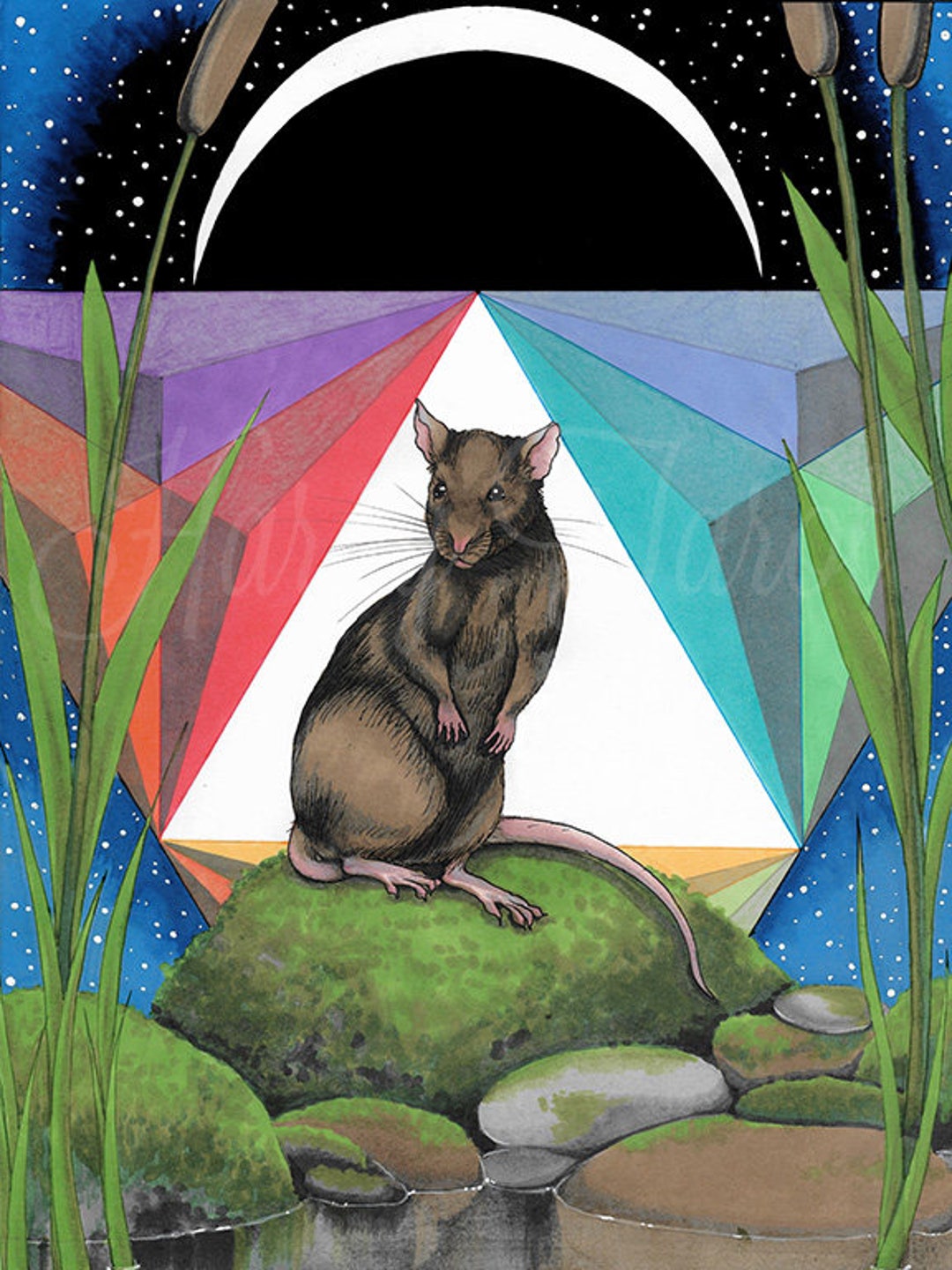 Trippy Rats Rat Print - Forces Flora + Fauna, Oracle, Original Art Print, Rat ...