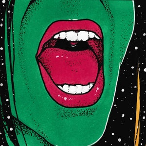 Cathardic Scream - Mini Art Print - Surreal, Marker Drawing, Original Art, Horror, Spooky, Tiny Art, Original, Scream, Mouth, Self Care