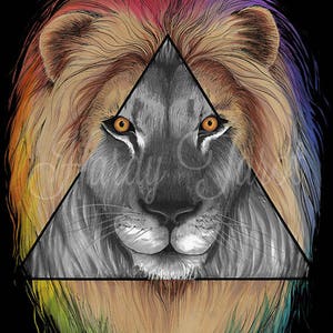 Lion Print - Instant Digital Download, Forces Flora + Fauna Oracle,  Original Size Printable Art, Art Poster, Wall Art, Drawing