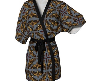 Death's Head Hawk Moth Kimono Robe - Kimono, Dressing Gown, Moths, Spooky, Lingerie, Bathrobe, Moths, Death