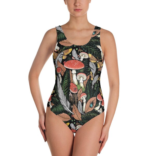 Pink Cute Cat Print One Piece Swimsuite
