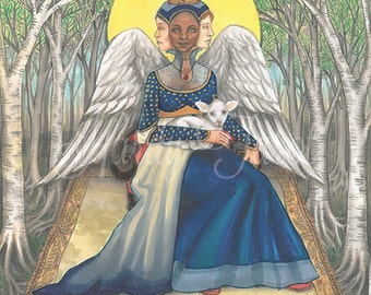 Impresión del Tarot de la Emperatriz - Tarot Hardy, Arcanos Mayores, Tarot de la Emperatriz, Reina, Arte del Ángel, Bosque, Arte del Tarot, Póster del Tarot, Luna, Arte de la Pared