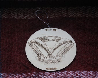Miller Park - American Family Field - Milwaukee - Brewers - Stipple Drawing - Baseball Art - Brewers Ornament - Ornament - Christmas
