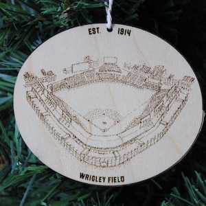 Wrigley Field - Chicago - Stipple Drawing Ornament - Chicago Ornament - Wrigley Ornament - Christmas