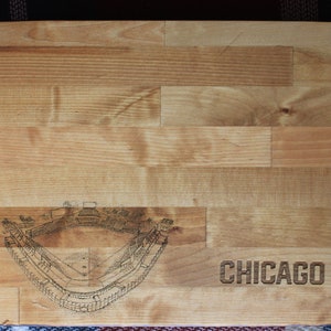 Wrigley Field - Chicago Cubs - Chicago Cubs Butcher Block Cutting Board - Wrigley Field Butcher Block Cutting Board