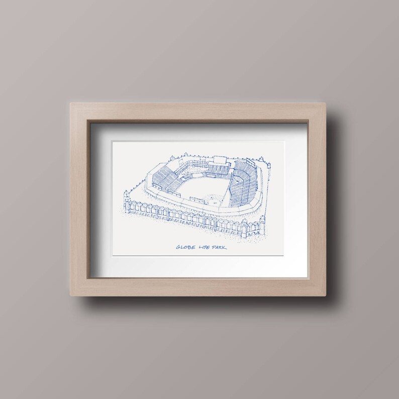 Globe Life Park Texas Rangers Stipple Art Print Baseball Art Texas Rangers Art Texas Rangers Print image 7