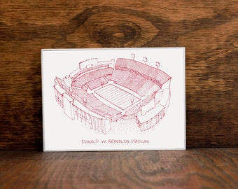 Donald W Reynolds Stadium - Arkansas  - Stipple Drawing - Football Art - Arkansas Art - Arkansas Print