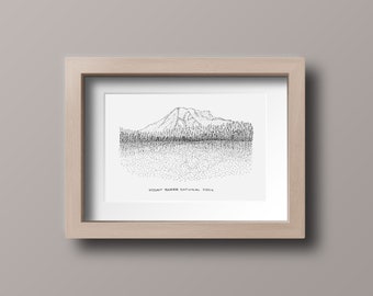 Mount Rainier National Park - Washington - Stipple Art Print - Outdoor Art - Mount Rainier National Park Wall Art