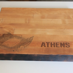 College Team of Your Choice - Butcher Block Cutting Board- Stipple Art -