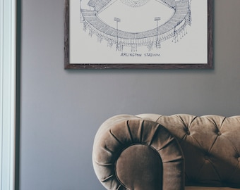 Arlington Stadium - Stipple Art Print - Baseball Art - Arlington Art - Arlington Print