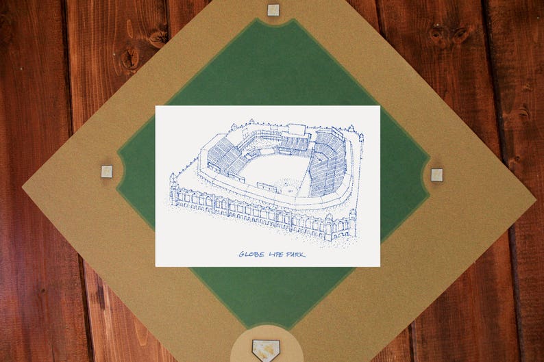 Globe Life Park Texas Rangers Stipple Art Print Baseball Art Texas Rangers Art Texas Rangers Print image 4