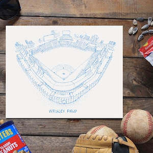 Wrigley Field - Chicago Cubs - Stipple Art Print - Baseball Art - Chicago Cubs Art - Chicago Cubs Print - Sports Decor