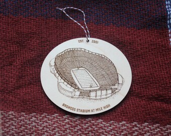Broncos Stadium at Mile High - Denver - Ornement de dessin pointillé - Ornement des Broncos - Ornement - Noël