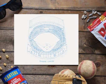 Rogers Centre - Toronto Blue Jays - Stipple Art Print  - Baseball Art - Toronto Blue Jays  Art - Toronto Blue Jays  Print - Sports Art