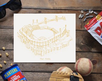 PNC Park - Pittsburgh Pirates - Stipple Art Print - Baseball Art - Pittsburgh Pirates Art - Pittsburgh Pirates Print - Sports Decor