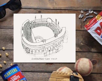 Guaranteed Rate Field - US Cellular Field - Chicago White Sox - Stipple Art Print  - Baseball Art - Chicago White Sox Art