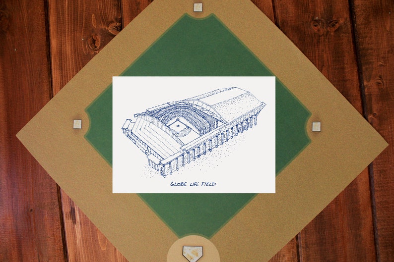 Globe Life Field Texas Rangers Stipple Art Print Baseball Art Texas Rangers Art Texas Rangers Print image 6