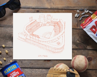 Citi Field - New York Mets - Stipple Art Print - Stipple Drawing - Baseball Art - New York Mets Art - New York Mets Print