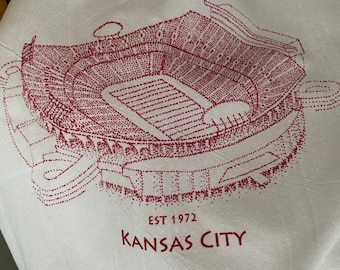 Arrowhead Stadium - Kansas City Chiefs - Stipple Print - Tea Towel - Flour Sack