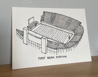 FirstBank Stadium - Vanderbilt - Stipple Drawing - Gallery Wall - Wall Decor - Commodores Art