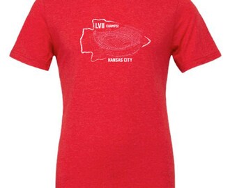 Arrowhead Stadium - Kansas City  - Stipple Drawing Tee - Arrowhead Stadium LVII Championship Shirt