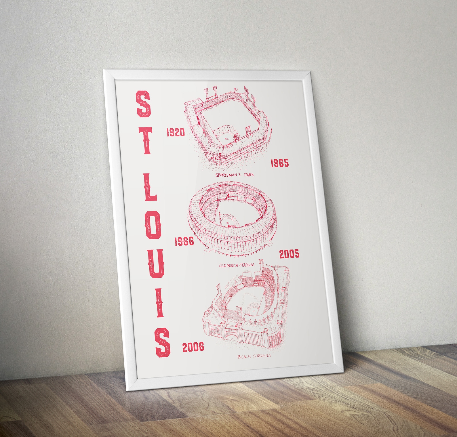 St Louis Cardinals Stadium 3 in 1 Print - St. Louis Cardinals - Stipple ...