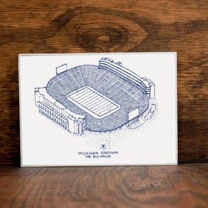 Michigan Stadium - The Big House - Michigan Wolverines - Stipple Art Print - Football Art - Michigan Wolverines Art - Wolverines Print