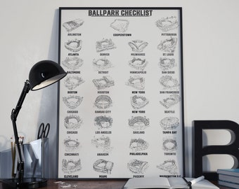 Baseball Stadium Checklist Poster