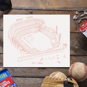Oracle Park - San Francisco - Stipple Art Print - Baseball Art - San Francisco Art - San Francisco Print