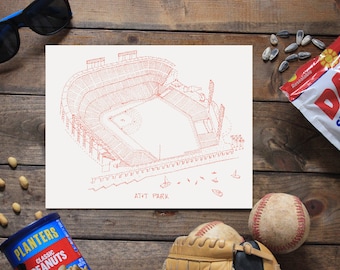 Oracle Park - San Francisco - Stipple Art Print - Baseball Art - San Francisco Art - San Francisco Print