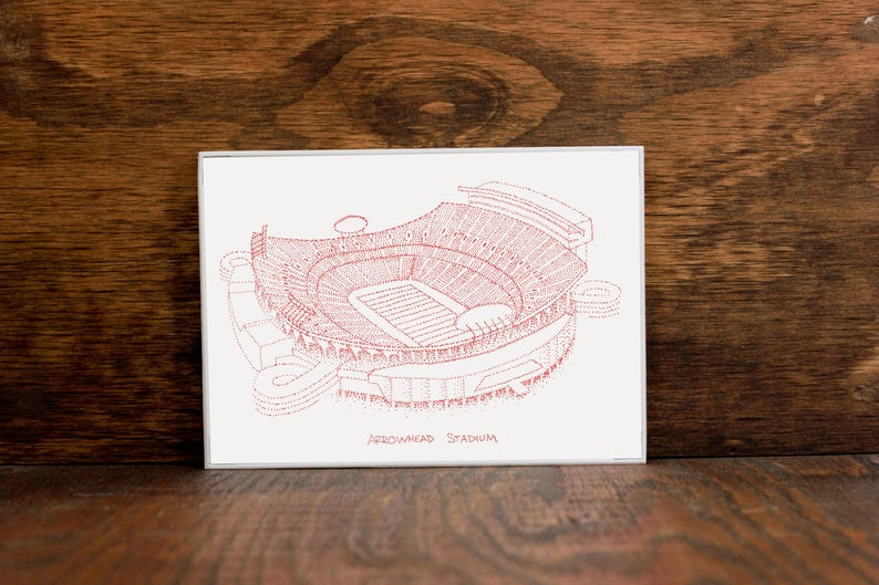 Arrowhead Stadium Kansas City Stipple Drawing Football Art Kansas City Art Kansas City Print image 2