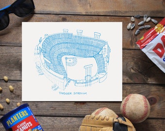 Dodger Stadium - Los Angeles Dodgers - Stipple Art Print - Stipple Drawing - Baseball Art - Los Angeles Dodgers Art - LA Dodgers Print