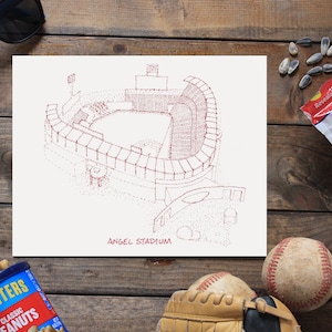 Angel Stadium - Los Angeles - Stipple Drawing - Baseball Art - Los Angeles Art - Los Angeles Print