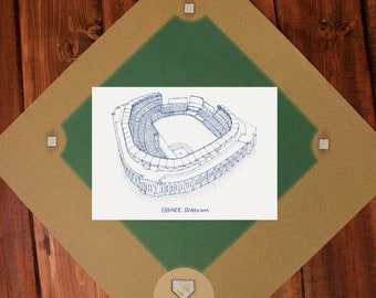 Yankee Stadium - New York Yankees - Stipple Art Print  - Baseball Art - New York Yankees Art - New York Yankees Print - Sports Art