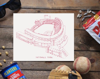 Nationals Park - Washington Nationals - Stipple Art Print - Baseball Art - Washington Nationals Art - Nationals Print - Stipple Drawing