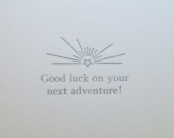 Good luck on your next adventure! - Letterpress Farewell Card - Moving, New Job, Good luck