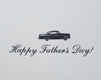 Letterpress Happy Father's Day Card - Vintage Retro Car