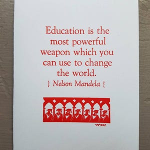 Nelson Mandela Quote Letterpress Graduation card Education is the most powerful weapon which you can use to change the world. image 2