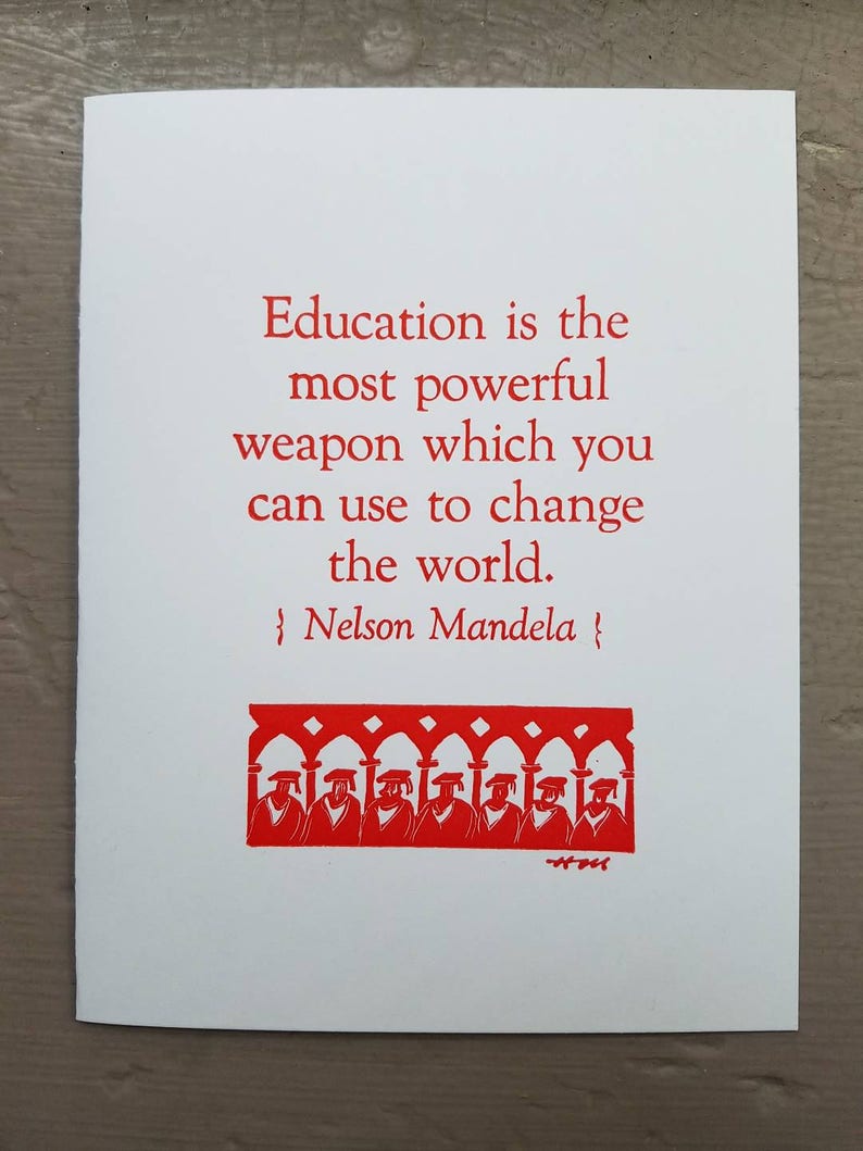 Nelson Mandela Quote Letterpress Graduation card Education is the most powerful weapon which you can use to change the world. image 2