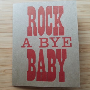 Rock a bye baby Letterpress baby shower card image 1