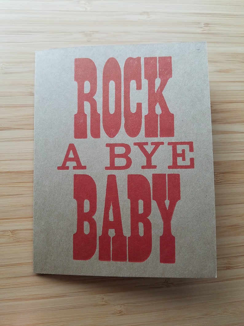 Rock a bye baby Letterpress baby shower card image 1