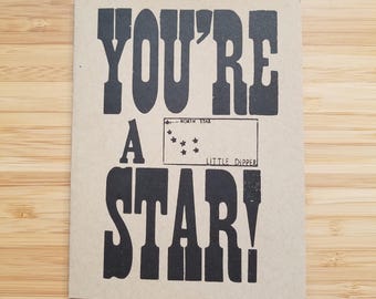 You're a Star Letterpress Card - Encouragement, Congratulations, Birthday