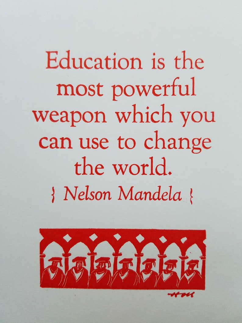 Nelson Mandela Quote Letterpress Graduation card Education is the most powerful weapon which you can use to change the world. image 3