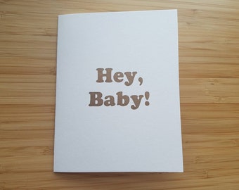 Hey, baby! - Retro Letterpress baby shower card - Cooper Black