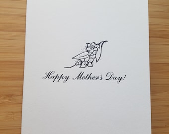 Happy Mother's Day Letterpress Card - Vintage Retro Flowers