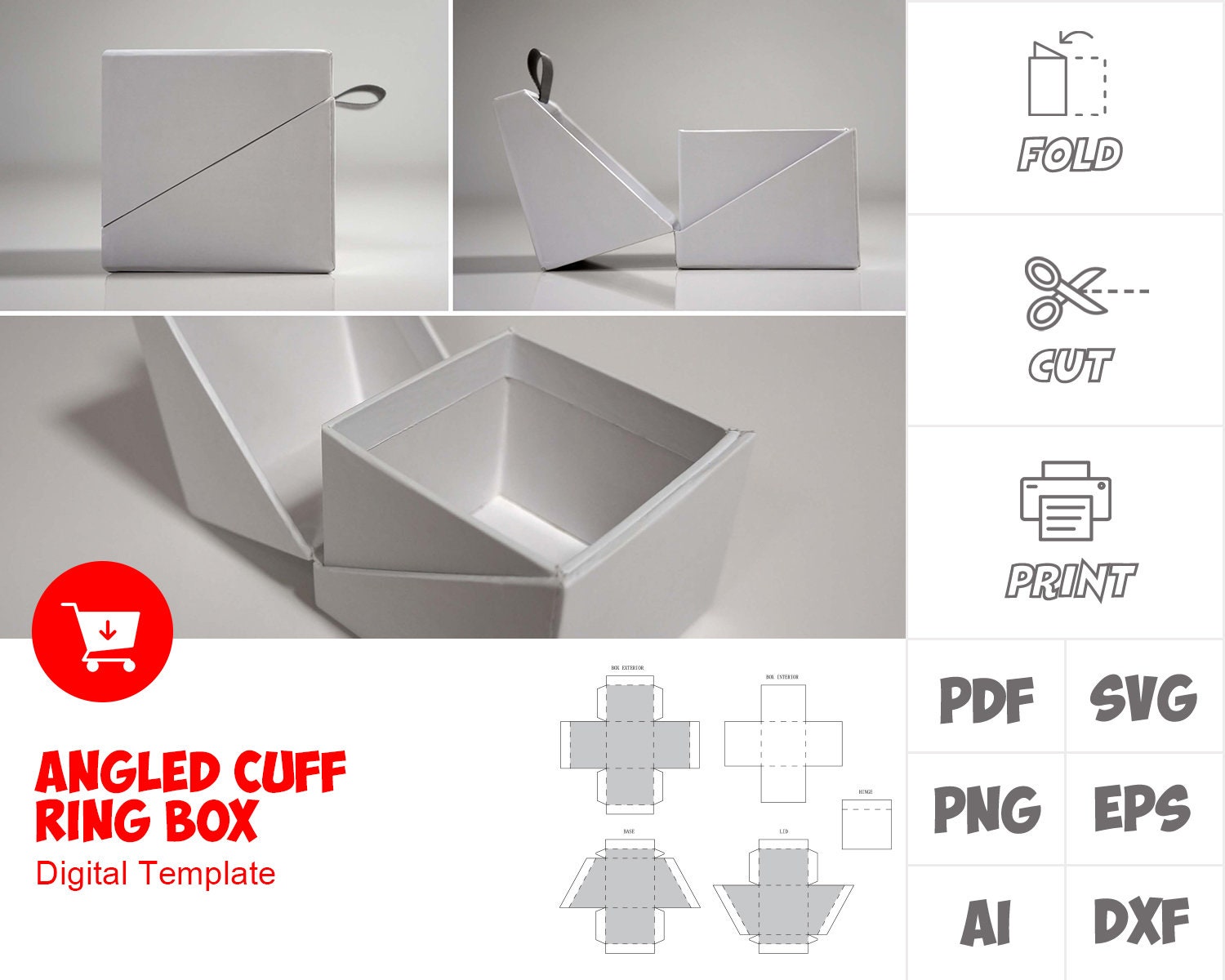 ANGLED CUFF RING Box Template svg png dxf eps ai pdf for | Etsy