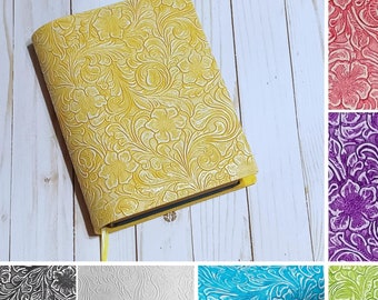 Custom Bible Cover: Handmade Embossed Western Floral Faux Leather Book Cover