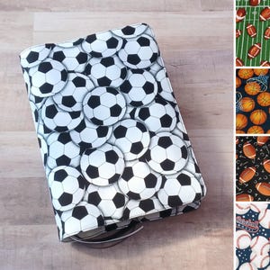 Custom Bible Cover: Handmade Boys Cotton Fabric Book Cover, Baseball Basketball Soccer Football
